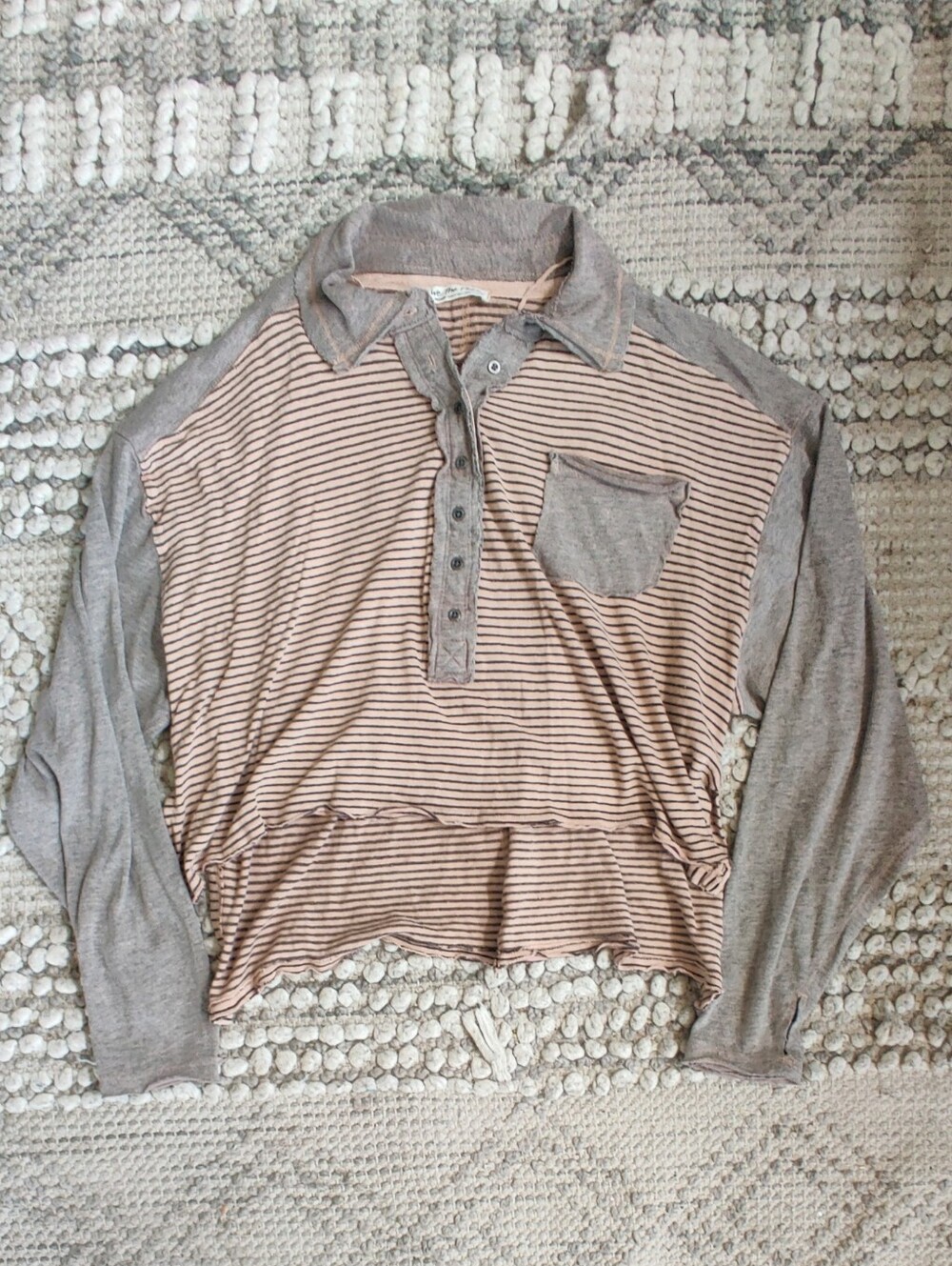 Free People We The Free Rock With Me Polo In Smoke Size Medium - Picture 4 of 7